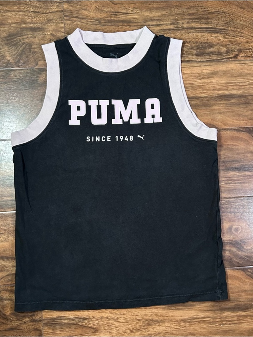 Puma Black Tee with Light Gray Collar